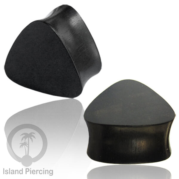Plug tindik Segitiga dari kayu Sono dan Kayu Arang, Triangle shaped Wood Plug Piercing