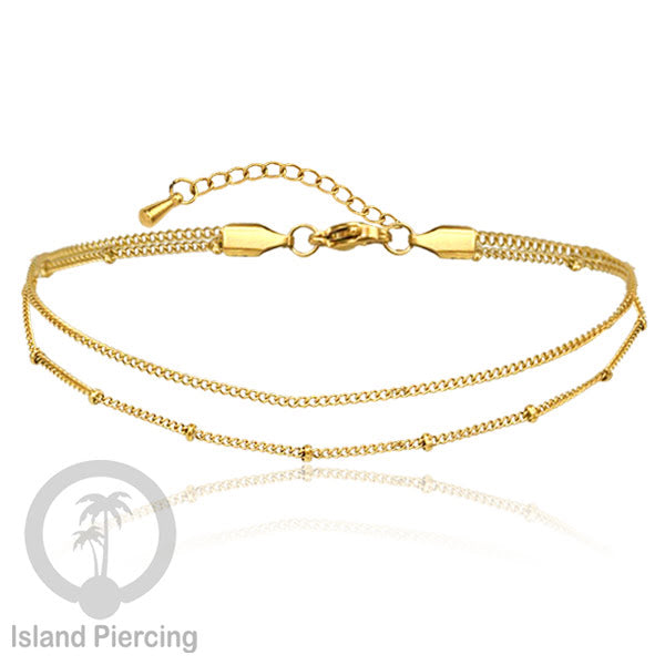 Gelang Kaki dari baja stainless warna emas. Steel anklets in many sizes.
