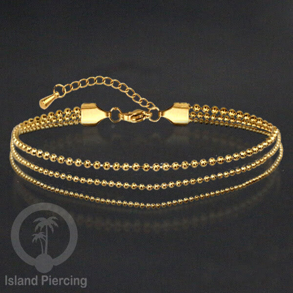 Gelang Kaki dari baja stainless warna emas. Steel anklets in many sizes.
