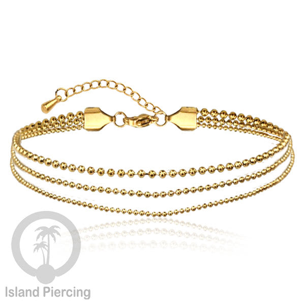 Gelang Kaki dari baja stainless warna emas. Steel anklets in many sizes.