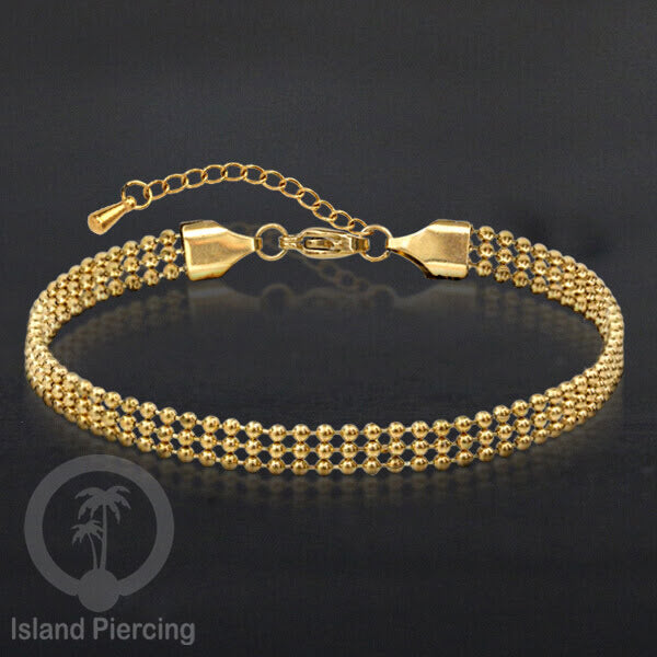 Gelang Kaki dari baja stainless warna emas. Steel anklets in many sizes.