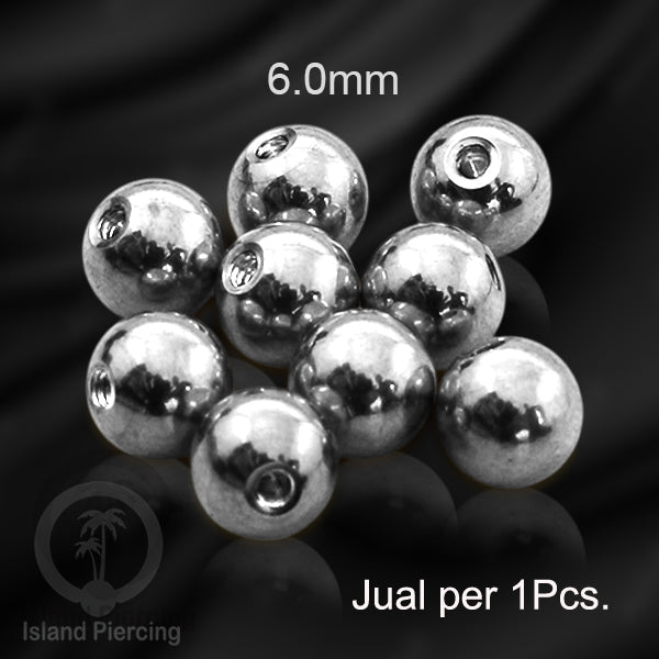 Bola Piercing untuk bar ukuran 1.6mm, Replacement Steel Piercing Balls External threading