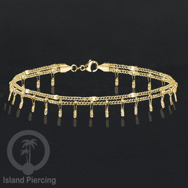 Gelang Tangan dari baja stainless warna emas. Model yang 2-3rantai yang istimewa.