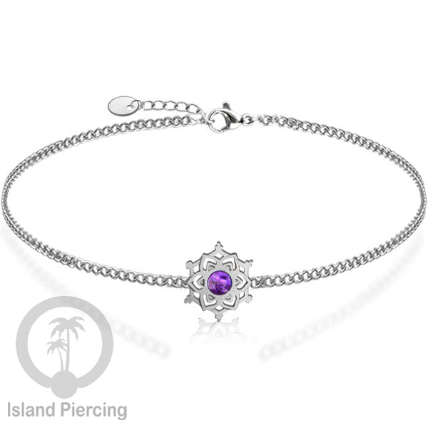 Gelang mandala dari stainless steel dengan berbagai desain dan batu epoksi berwarna. Warna silver.