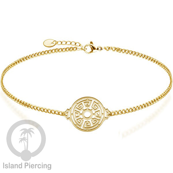 Gelang stainless steel, gelang laba-laba, gelang papan selancar, gelang ular, gelang mandala, warna gold.