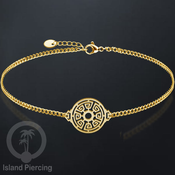 Gelang stainless steel, gelang laba-laba, gelang papan selancar, gelang ular, gelang mandala, warna gold.