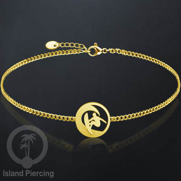 Gelang stainless steel, peace sign gelang, flower of life gelang, bat gelang, surf gelang, warna gołd.