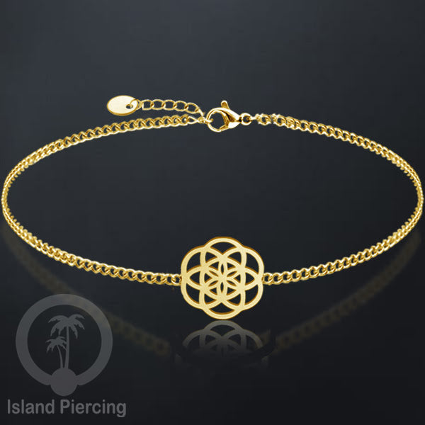Gelang stainless steel, peace sign gelang, flower of life gelang, bat gelang, surf gelang, warna gołd.