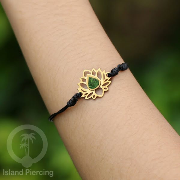 Gelang Tangan Lotus buatan baja stainless steel warna gold dan silver dengan warna Epoxy