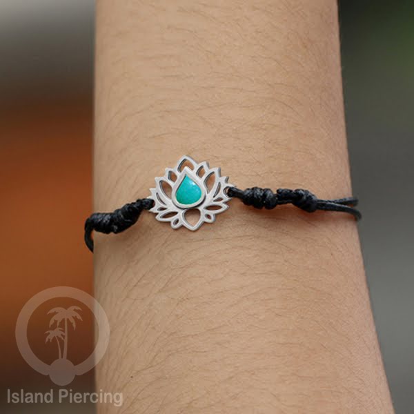 Gelang Tangan Lotus buatan baja stainless steel warna gold dan silver dengan warna Epoxy