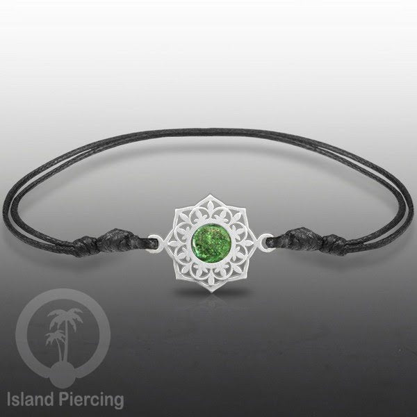 Gelang Tangan Stainless Steel motif Bunga dan Mandala warna silver dengan warna Epoxy