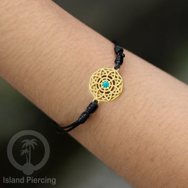 Gelang Tangan Stainless Steel desain Geometric dan Bunga warna gold isi warna Epoxy