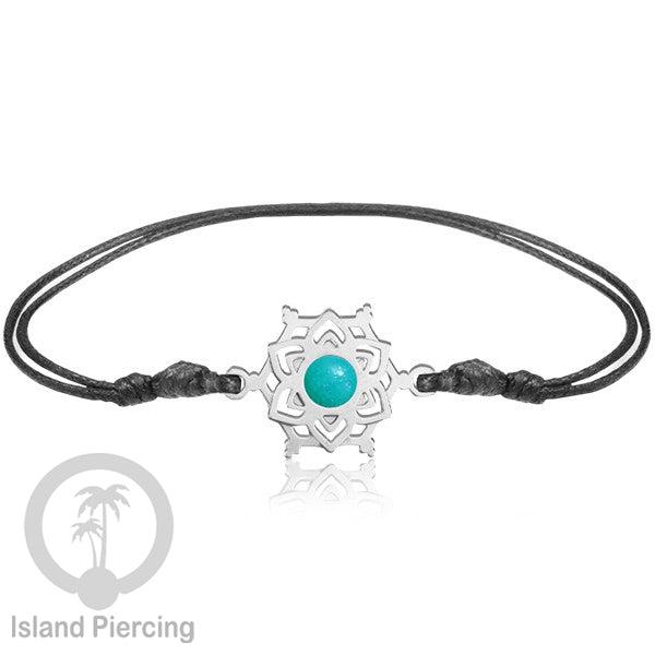 Gelang Tangan Stainless Steel motif Mandala dan Bunga warna silver dekorasi dengan Epoxy