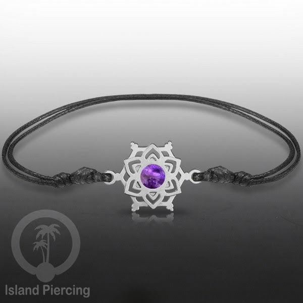 Gelang Tangan Stainless Steel motif Mandala dan Bunga warna silver dekorasi dengan Epoxy