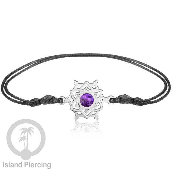Gelang Tangan Stainless Steel motif Mandala dan Bunga warna silver dekorasi dengan Epoxy