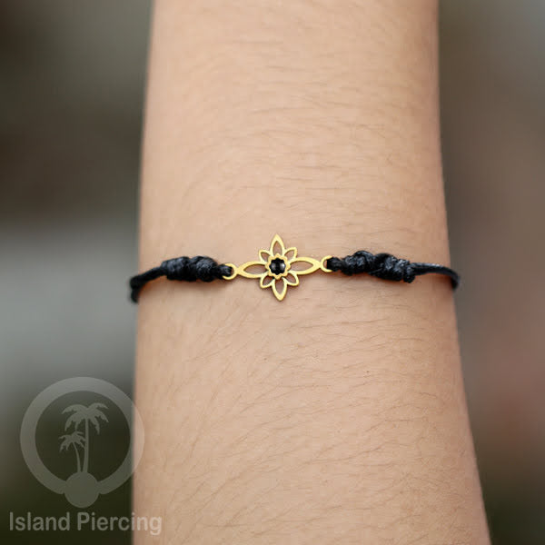 Gelang Tangan Stainless Steel motif Mandala dan Bunga warna gold dekorasi dengan Epoxy