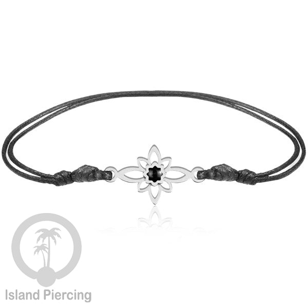 Gelang Tangan Stainless Steel motif Mandala dan Bunga warna silver dekorasi dengan Epoxy
