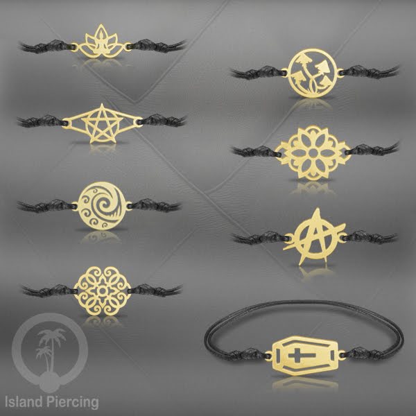 Gelang Tangan buatan baja Stainless Steel warna gold banyak pilihan motif. Cocok untuk Anak dan Dewasa