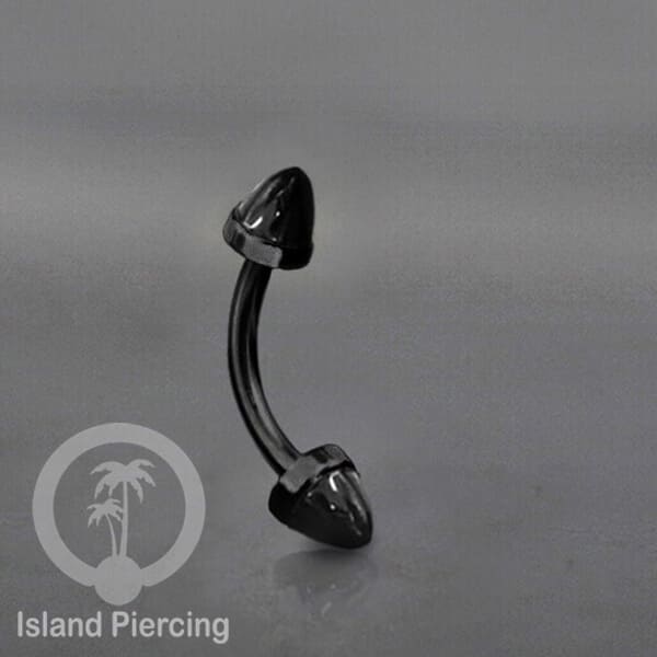Tindik Alis dan Rook Piercing Curved Barbell warna hitam pakai batu peluru