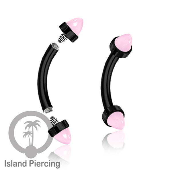 Tindik Alis dan Rook Piercing Curved Barbell warna hitam pakai batu peluru