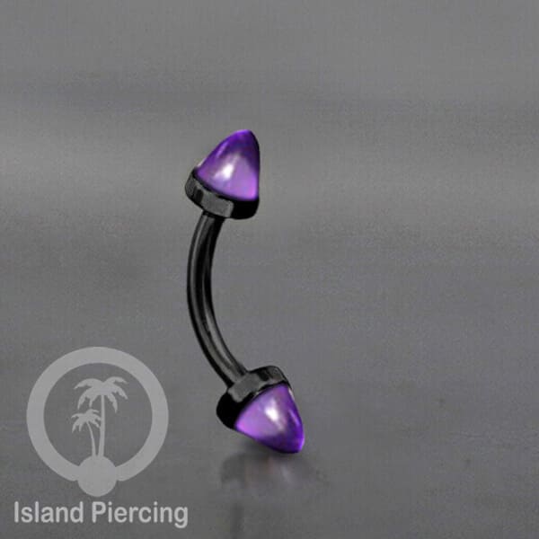 Tindik Alis dan Rook Piercing Curved Barbell warna hitam pakai batu peluru