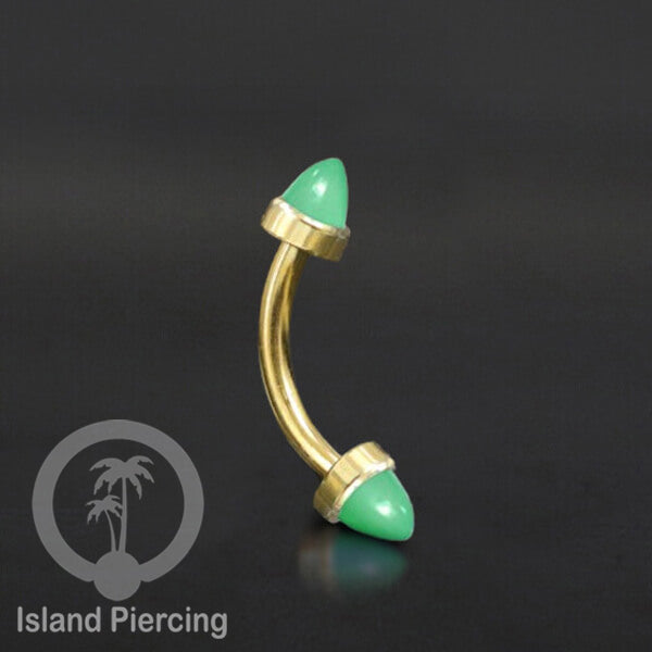 Tindik Alis dan Rook Piercing Curved Barbell warna gold pakai batu peluru