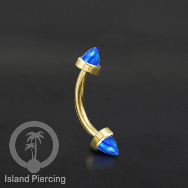 Tindik Alis dan Rook Piercing Curved Barbell warna gold pakai batu peluru