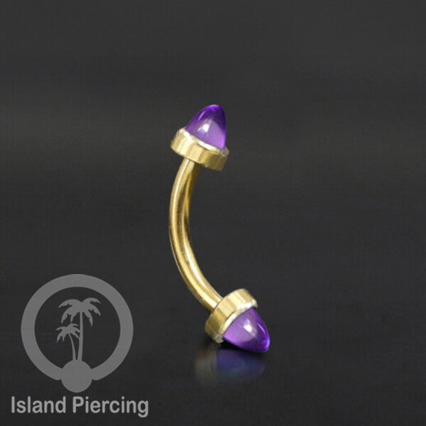 Tindik Alis dan Rook Piercing Curved Barbell warna gold pakai batu peluru