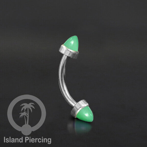 Tindik Alis dan Rook Piercing Curved Barbell warna silver pakai batu peluru