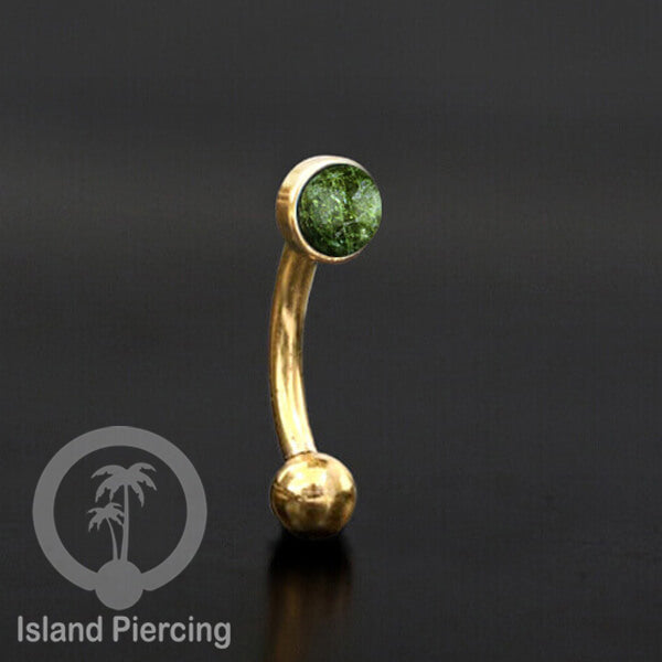 Tindik Alis dan Rook Piercing Curved Barbell warna gold pakai batu banyak pilihan
