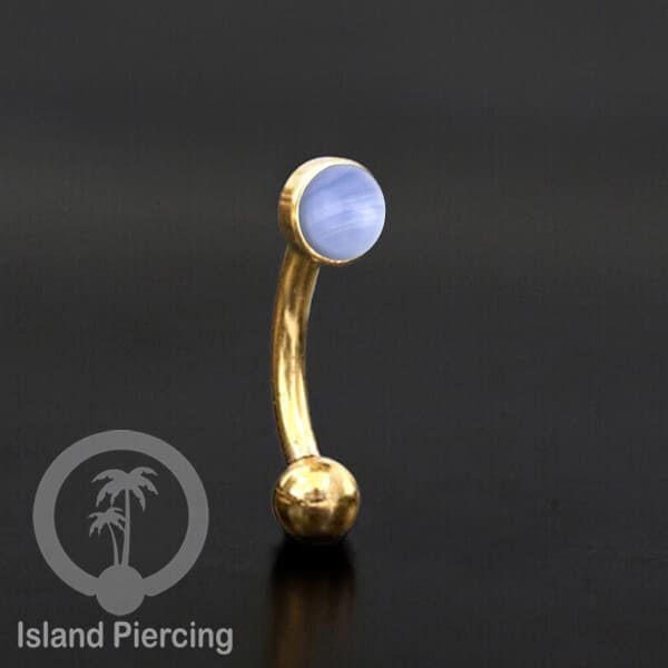 Tindik Alis dan Rook Piercing Curved Barbell warna gold pakai batu banyak pilihan