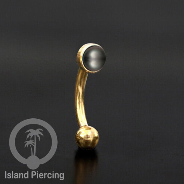 Tindik Alis dan Rook Piercing Curved Barbell warna gold pakai batu banyak pilihan