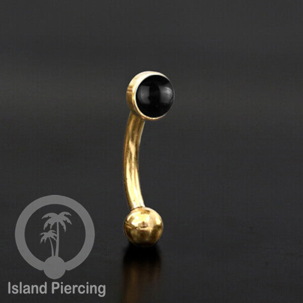 Tindik Alis dan Rook Piercing Curved Barbell warna gold pakai batu banyak pilihan