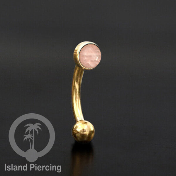 Tindik Alis dan Rook Piercing Curved Barbell warna gold pakai batu banyak pilihan