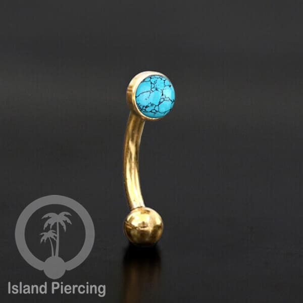 Tindik Alis dan Rook Piercing Curved Barbell warna gold pakai batu banyak pilihan