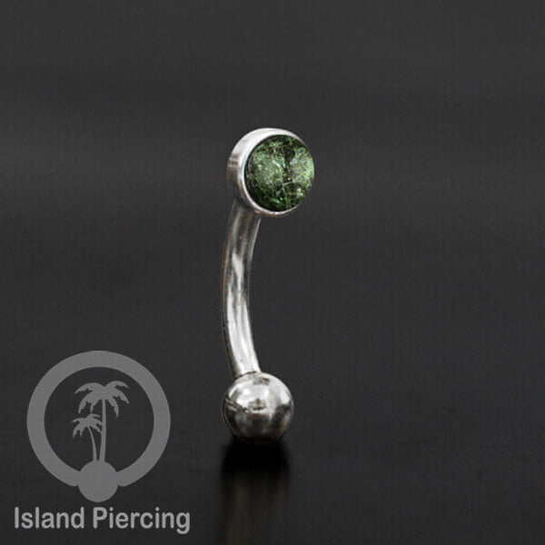 Tindik Alis dan Rook Piercing Curved Barbell warna silver pakai batu banyak pilihan