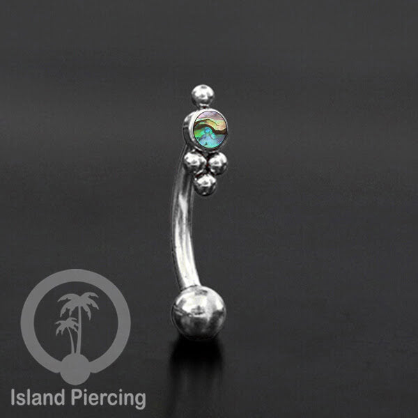 Curved Barbell Eyebrow Piercing Tindik Alis dan Rook warna silver pakai batu