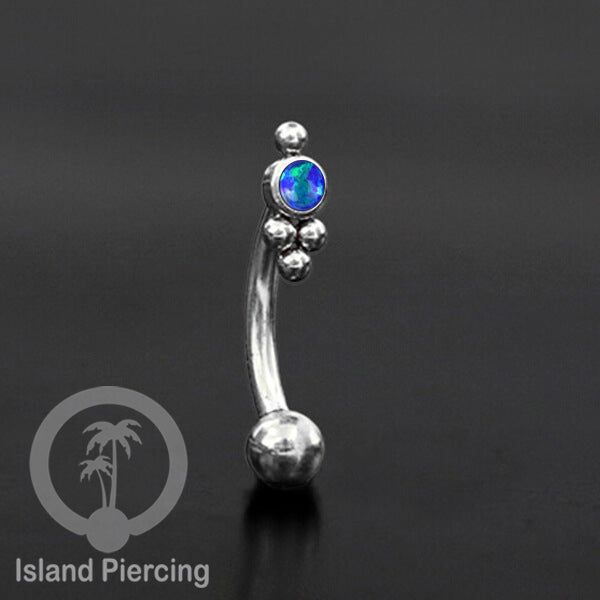 Curved Barbell Eyebrow Piercing Tindik Alis dan Rook warna silver pakai batu
