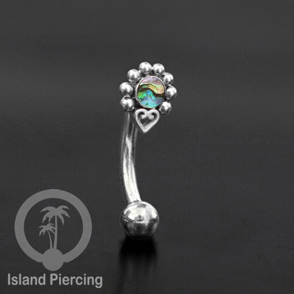 Curved Barbell Eyebrow Piercing Tindik Alis dan Rook warna silver pakai batu