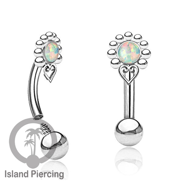 Curved Barbell Eyebrow Piercing Tindik Alis dan Rook warna silver pakai batu