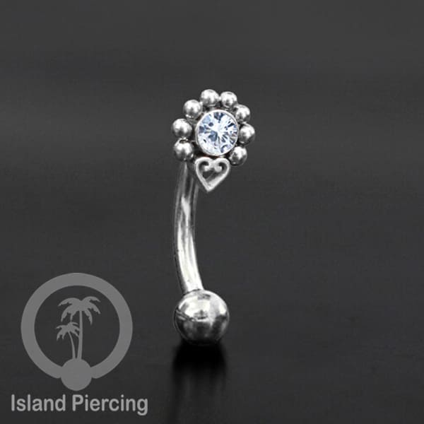 Curved Barbell Eyebrow Piercing banyak pilihan Tindik Alis dan Rook warna silver Kristal bening