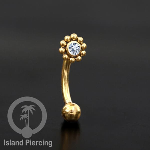 Curved Barbell Eyebrow Piercing banyak pilihan Tindik Alis dan Rook warna gold Kristal bening