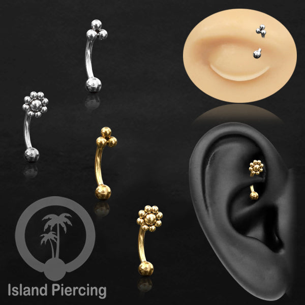 Curved Barbell Eyebrow Piercing Tindik Alis dan Rook model polos warna silver dan gold