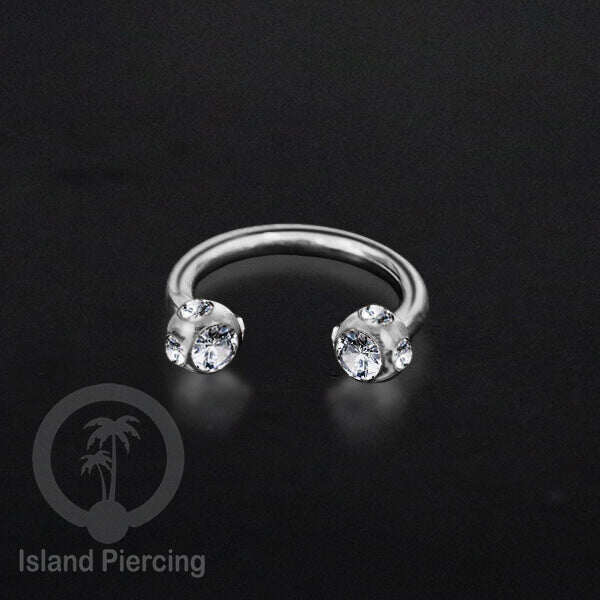 Circular Barbell Piercing Jewelry yang popular warna gold atau silver dengan kristal zircon