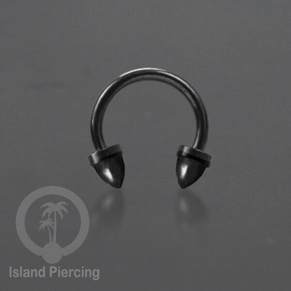 Circular Barbell Piercing dan Septum Jewelry warna hitam dengan batu bentuk peluru