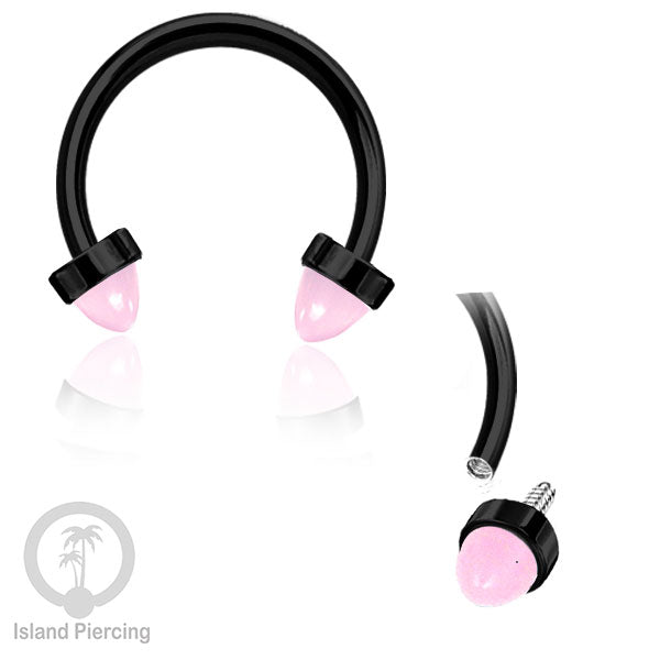 Circular Barbell Piercing dan Septum Jewelry warna hitam dengan batu bentuk peluru