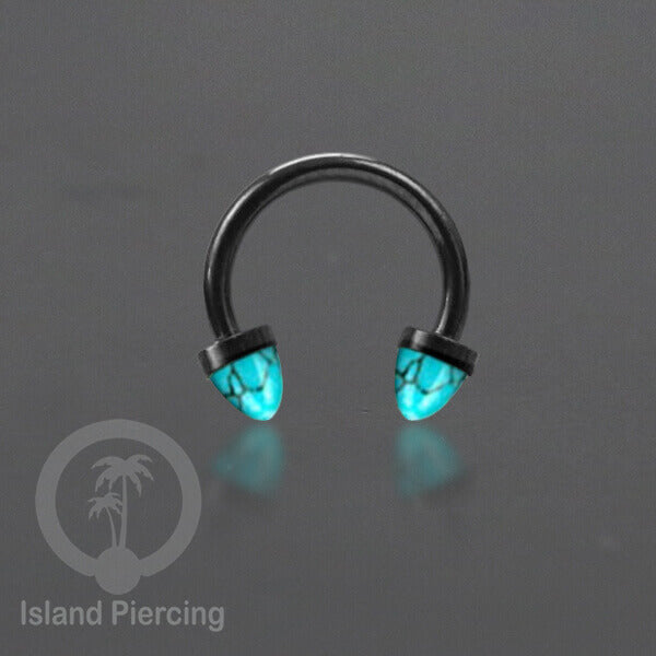 Circular Barbell Piercing dan Septum Jewelry warna hitam dengan batu bentuk peluru