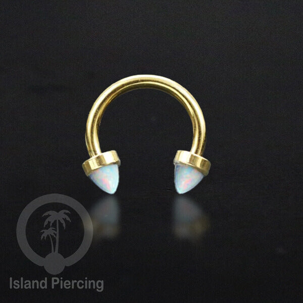 Circular Barbell Piercing dan Septum Jewelry warna gold dengan batu bentuk peluru