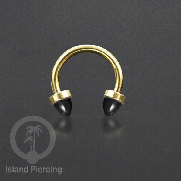Circular Barbell Piercing dan Septum Jewelry warna gold dengan batu bentuk peluru