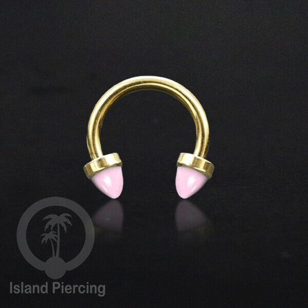 Circular Barbell Piercing dan Septum Jewelry warna gold dengan batu bentuk peluru